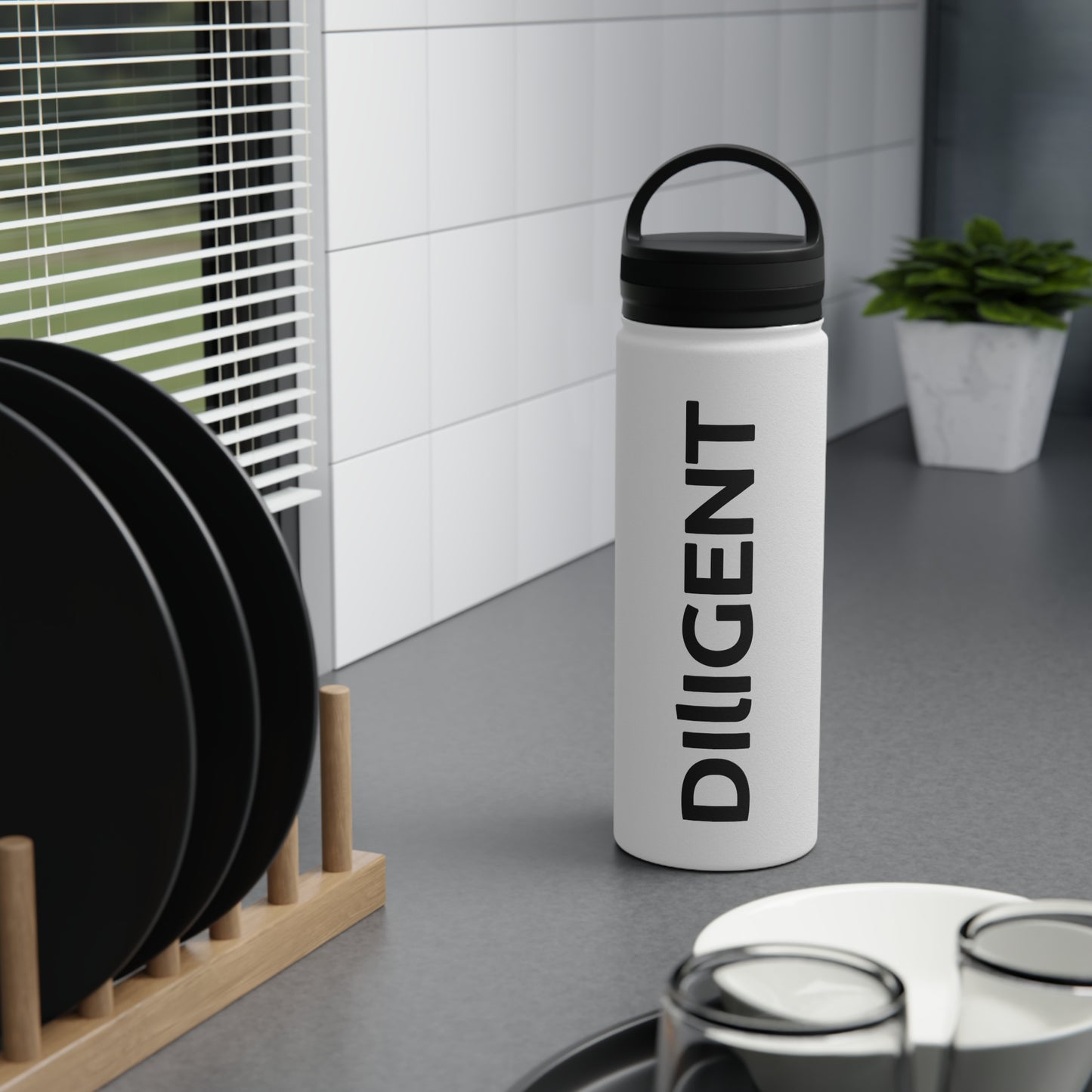Stainless Steel Water Bottle, Handle Lid
